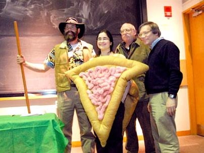 The members of Team Hamentashen are Professor Alex Slocum, senior Kayla Jacobs, Professor Daniel Kleitman and Professor Alan Guth.