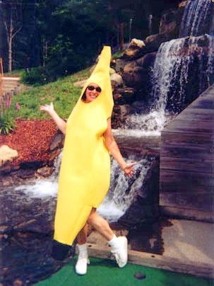 MIT Sloan student Elizabeth McQuillan gets into the spirit of Banana Village, the North Conway, N.H., amusement park she purchased and ran.