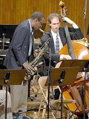 Saxophone great Arni Cheatham, left, performed at MIT with John Funkhouser in 'Beyond: An Ellington Commemoration' in 2004. Cheatham returns Nov. 18 to play with the Festival Jazz Ensemble.