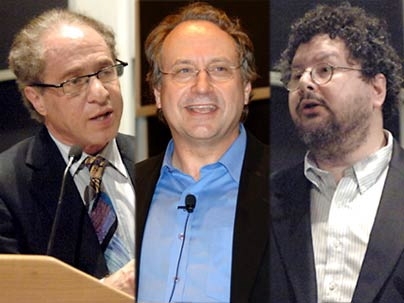 From left, Ray Kurzweil, Rodney Brooks and David Gelernter speak at 'Creativity: The mind, machines and mathematics' held at MIT Nov. 30.