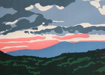 A detail from Neil Welliver's "Landscape," a 1973 serigraph. An exhibit of the American painter's landscapes is on view at the Dean's Gallery at MIT.