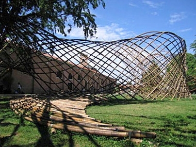 An MIT exhibit of design projects by Yung Ho Chang/Atelier FCJZ includes the 'Bamboo Shoot,' the Chinese Pavilion, Venice Biennale (2005).