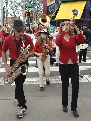 The groundbreaking ceremony for the Central Square Theater on Massachusetts Ave, celebrated by many members of the Cambridge, MIT and theater communities, ended with a parade led by the Second Line Brass Band.