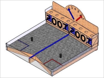Drawing of the contest table on which contestants' robots will compete during the 2.007 Robotic Competition to be held May 15-16.