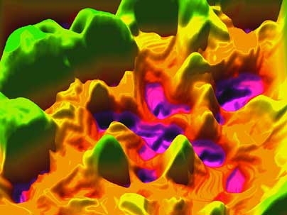 MIT researchers created this nanoscale map of the stiffness of bone.