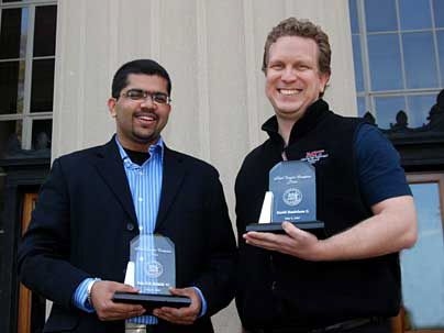 Left to right, Karl Taylor Compton Prize winners Raja Bobbili and David Danielson.