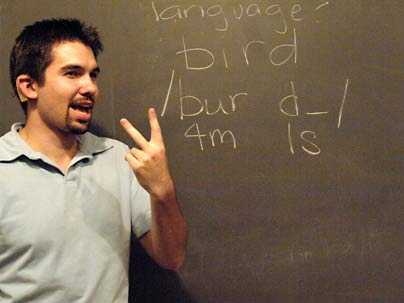 HST graduate student Brad Buran investigates the physiology and molecular biology of the inner ear, the part of the auditory system where mechanical vibrations are turned into electrical signals in nerve fibers. Here he demonstrates the basics of cued speech, a system many students and colleagues have learned.