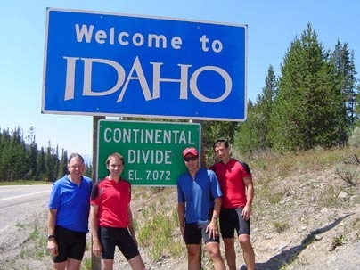 From left, Professor Jeff Tester, grad student Andy Peterson, former grad student Phil Marrone and grad student Rocco Ciccolini take a break at the Idaho border.