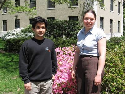 Bucsela Prize winners Anand Deopurkar, left, and Galyna Dobrovolska. Dobrovolska was also a co-winner for the Alice T. Schafer Prize.