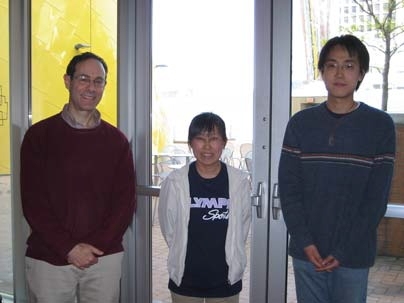 From left to right, Co-Faculty Graduate Chair David Jerison with Johnson Prize Recipients Ting Xue and Ruochuan Liu.