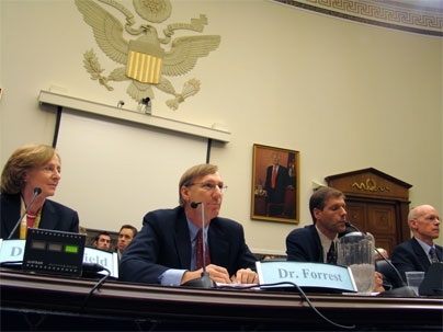 MIT President Susan Hockfield was joined by Stephen Forrest, vice president of research at the University of Michigan; Daniel Kammen, professor at UC-Berkeley; and Jack Fellows, vice president of the University Corporation for Atmospheric Research.