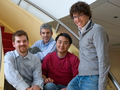 J. Christopher Love, Craig Story, Chih-Chi Andrew Hu and Eliseo Papa designed and tested a system that "prints" the antibodies created by immune cells onto a glass slide, below, coated with capture antibodies, producing protein microarrays.