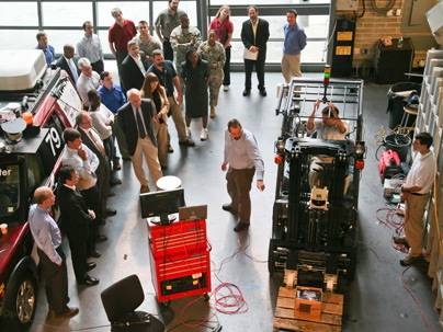 Researchers at CSAIL are developing a remotely commandable, semi-autonomous robotic forklift designed to move cargo in dangerous places.
