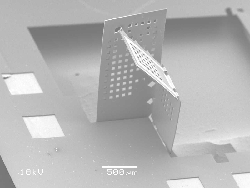 MIT researchers have developed a way to fold nano- and microscale polymer sheets into simple 3D structures.