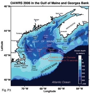Map of the area off Georges Bank studied by MIT engineers and colleagues.