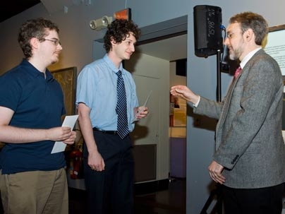 Department of Electrical Engineering and Computer Science Associate Department Head Duane Boning presents the Northern Telecom/BNR 6.111 project to Mark Sullivan and Donald Goldin (Vertex).