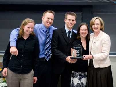 President Susan Hockfield presents members of MIT-EMS with the Karl Taylor Compton Prize on May 5.