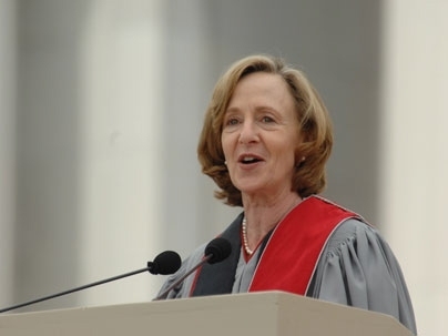 MIT President Susan Hockfield delivers her charge to the students during Commencement on June 5, 2009.