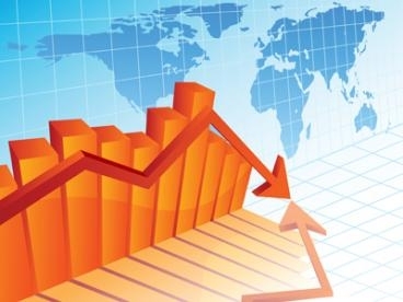 Illustration with a graph of data superimposed on a world map