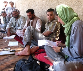 Fotini Christia interviewing in Afghanistan