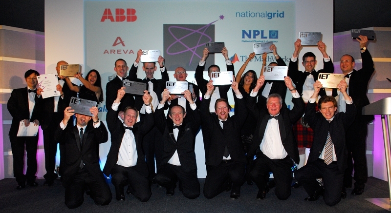 Hayden Taylor (front row, far right) celebrates with the other IET winners at the awards celebration on Nov. 25.