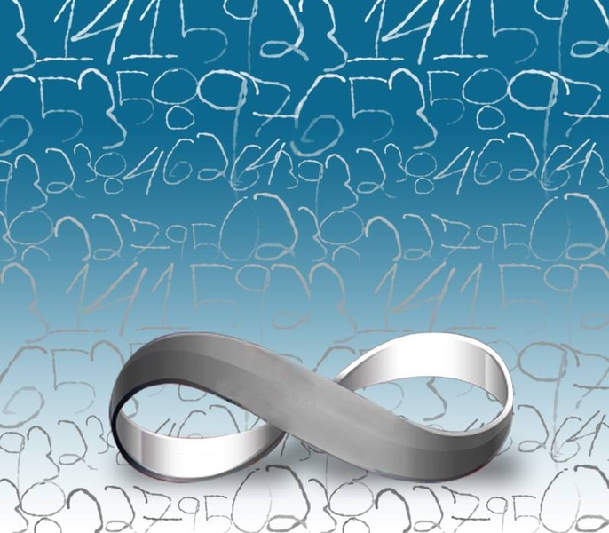 Infinity symbol on top of a series of messily sketched numerals