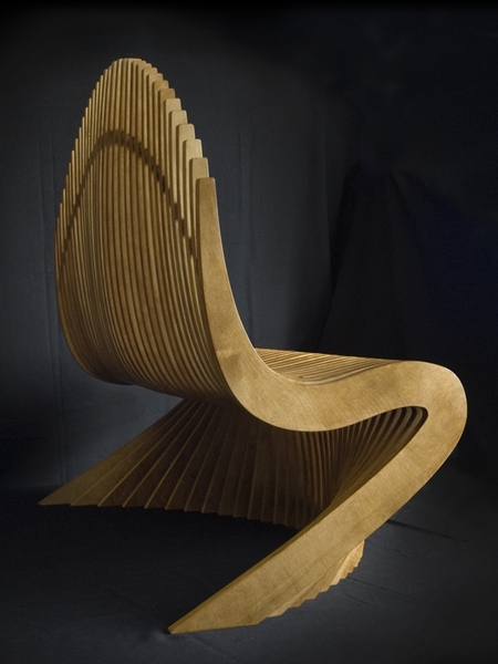 CNC routed bench made from Baltic Birch plywood.  Designed and built by Carl Solander '05.