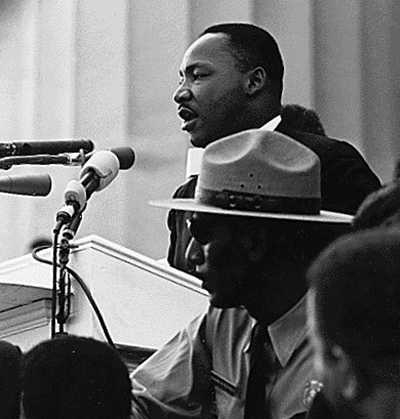 Dr. Martin Luther King gives his "I Have a Dream" speech during the March on Washington in Washington, D.C., on Aug. 28, 1963.