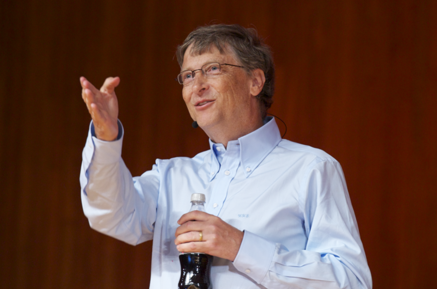 Philanthropist and Microsoft co-founder Bill Gates delivers his lecture at Kresge Auditorium Wednesday as part of his Campus Tour.