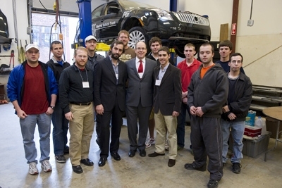 His Serene Highness Prince Albert II of Monaco during his tour of the Electric Vehicle Laboratory at MIT.