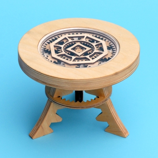 Wooden table with an innovative system of movable gears by Ben Peters ’11. 2nd Prize winner of the 2010 MADFAB Competition.