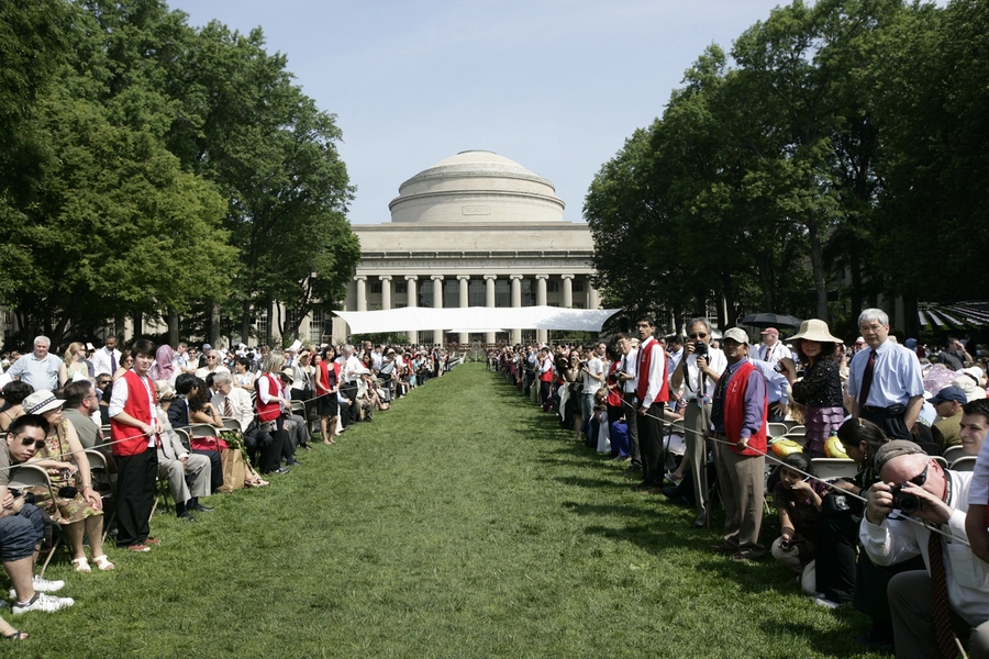 Family, friends and more await their graduates in Killian Court.