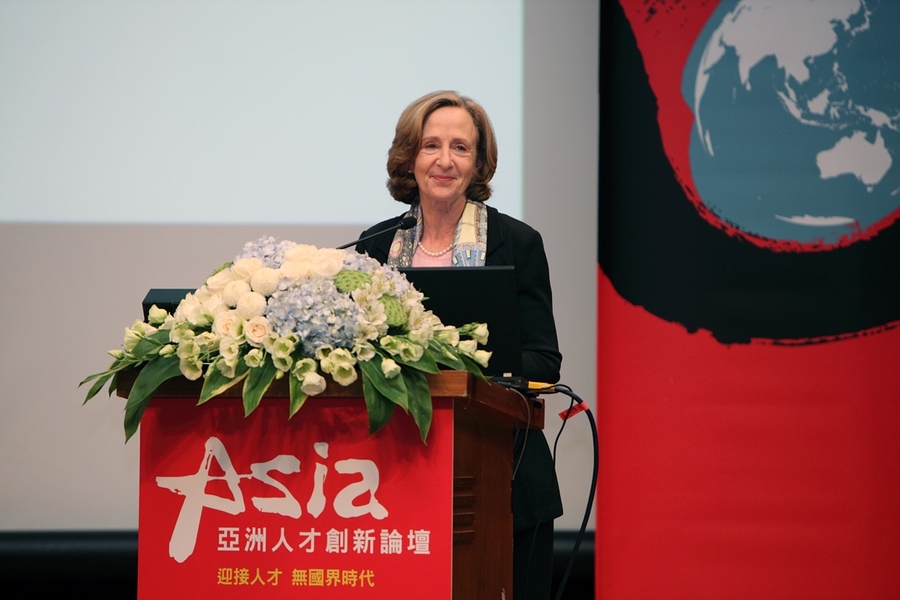 President Susan Hockfield delivers a speech at the ASIA Talent Forum on Monday, June 28, in Taipei.