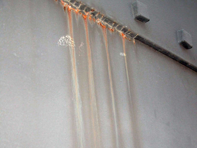 Rust had developed along the welds of the 40-foot-tall Calder sculpture, which was a gift of Mr. and Mrs. Eugene McDermott. Workers removed the rust and treated the piece to prevent further rusting.