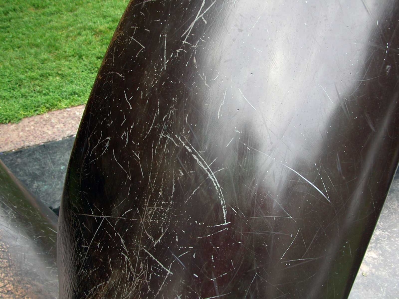 Originally placed at ground level, the Moore sculpture had been badly scratched over the years.