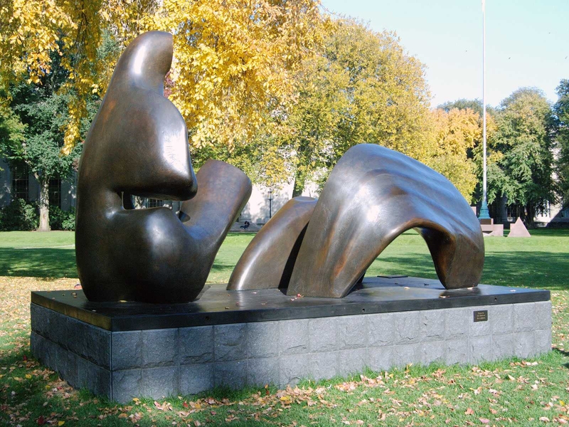 As part of the sculpture's makeover, it was placed on a two-foot-tall granite-faced plinth; it also received rust removal and chemical treatment to prevent further damage.