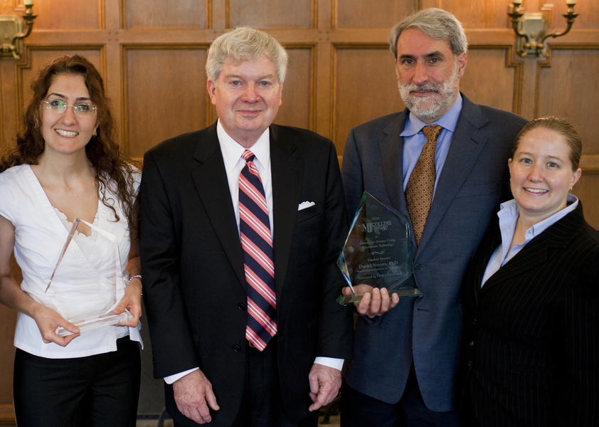 From left to right, Dilek K. Do&#287;utan; Michael J. Collins, of CEM Corporation; Daniel G. Nocera; and Grace S. Vanier of CEM Corporation.