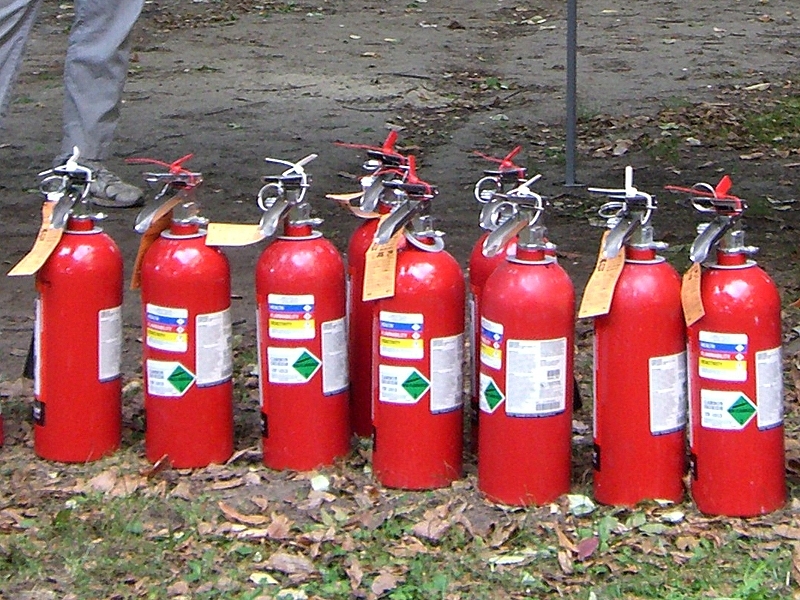 Organizers brought a variety of fire extinguishers, including dry chemical and carbon-dioxide models. A specialist in fire safety explained the range of available models and the types of fires each extinguisher can put out.