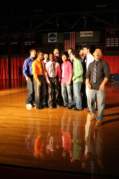 The popular MIT a cappella group, the Logarhythms, performed two songs.