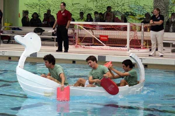 A rookie team from Simmons Hall, crewed by two brothers — freshman Alex McCarthy and junior Brian McCarthy — and freshman Mateo Doll, paddled with all their might in hopes of catching their "Oily" competition.