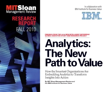 Cover of MIT Sloan Management Review, with headline "Analytics: The New Path to Value"