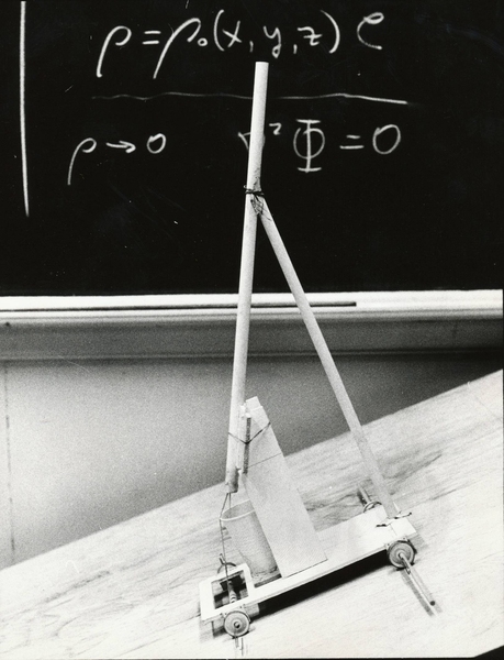 In 2.70, the precursor to 2.007, the competition was to build a mechanical device, out of a set of relatively simple wooden and metal parts, that would roll down a ramp at a precisely controlled rate.