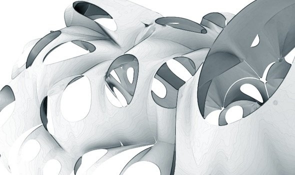 'voltaDom' by Skylar Tibbits, lecturer in the Department of Architecture, in the passageway between Buildings 56 and 66.