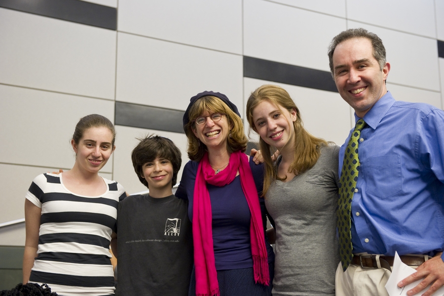 Professor Daniel Jackson, right, 2010 winner of the Bose Award for Excellence in Teaching, and his family.