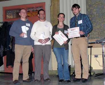 Postdoctoral Scholar winners, from left to right): Daniel Ferullo (third place tie), Shmulik Motola (third place tie), Orsolya Kiraly (second place) and Eben Cross (first place). Not pictured is Wenjie Ye (third place tie).