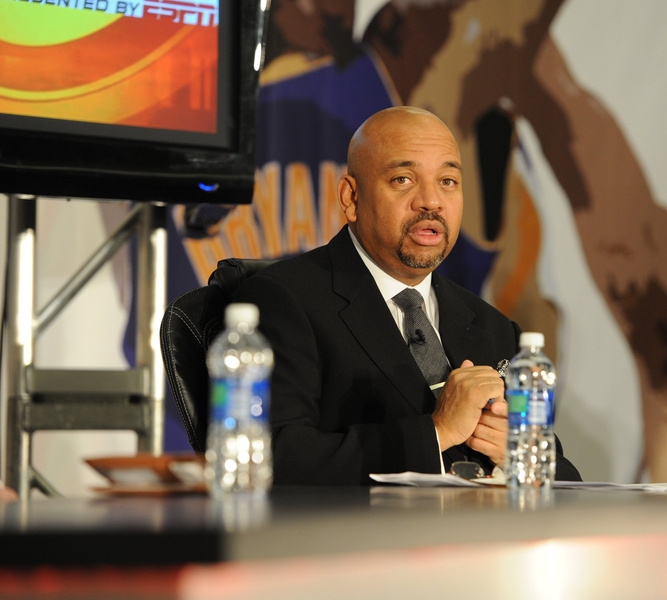 ESPN writer and television host Michael Wilbon leads a discussion on the contract decisions of superstar athletes.