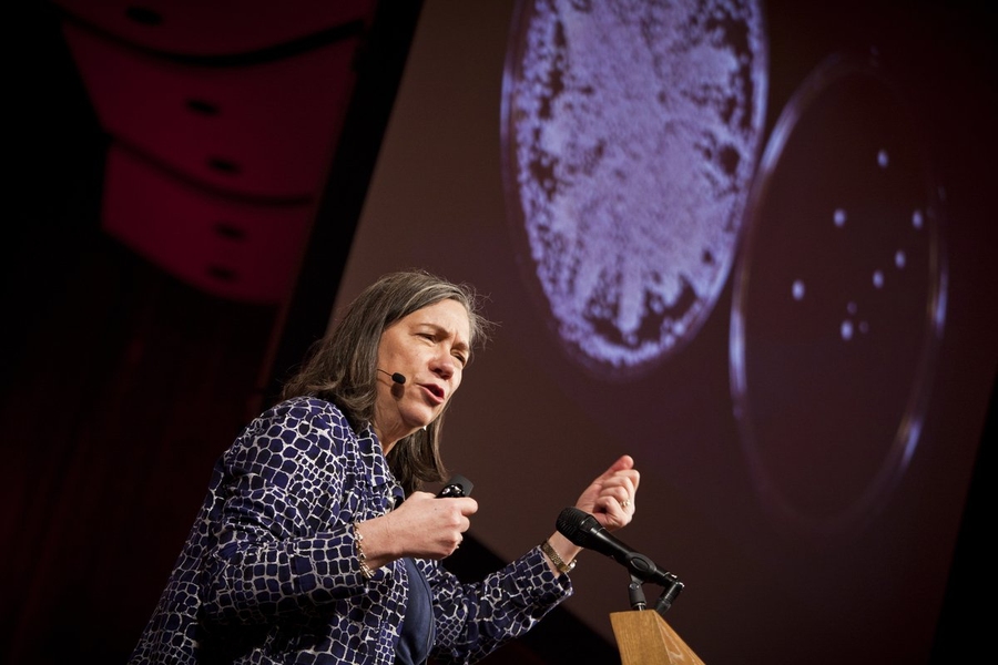 Susan Lindquist, winner of the Medal of Science last year, speaks during the symposium.