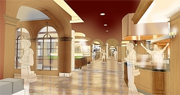 An architect’s rendering of The Howard Dining Hall.