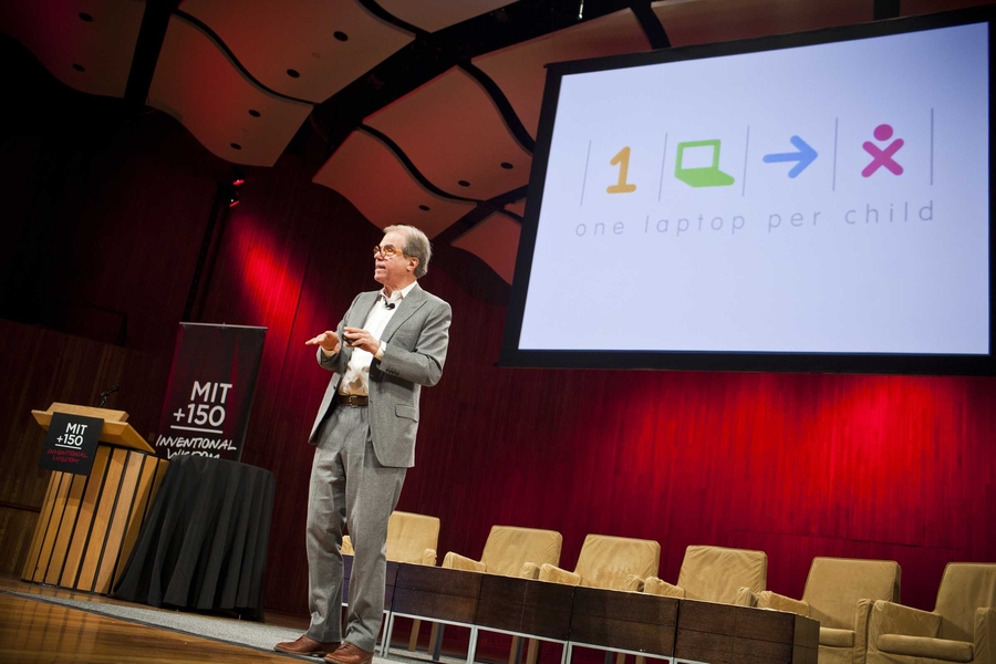 Media Lab founder Nicholas Negroponte, who spoke about the One Laptop per Child program during the 'Computing for Everyone' session.