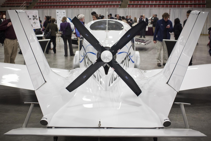 The first practical flying car, developed by MIT alumni, was on display at the MIT150 Symposium on Exploration, along with other MIT-derived high-concept vehicles.